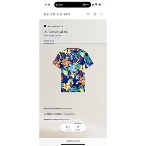 Polo Ralph Lauren Mens LARGE Floral Tropical Graphic Crew Neck T Shirt Tee